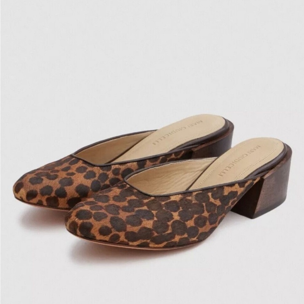 Mari Giudicelli Leblon Slip On Mule Leopard Pony 37 6 6.5